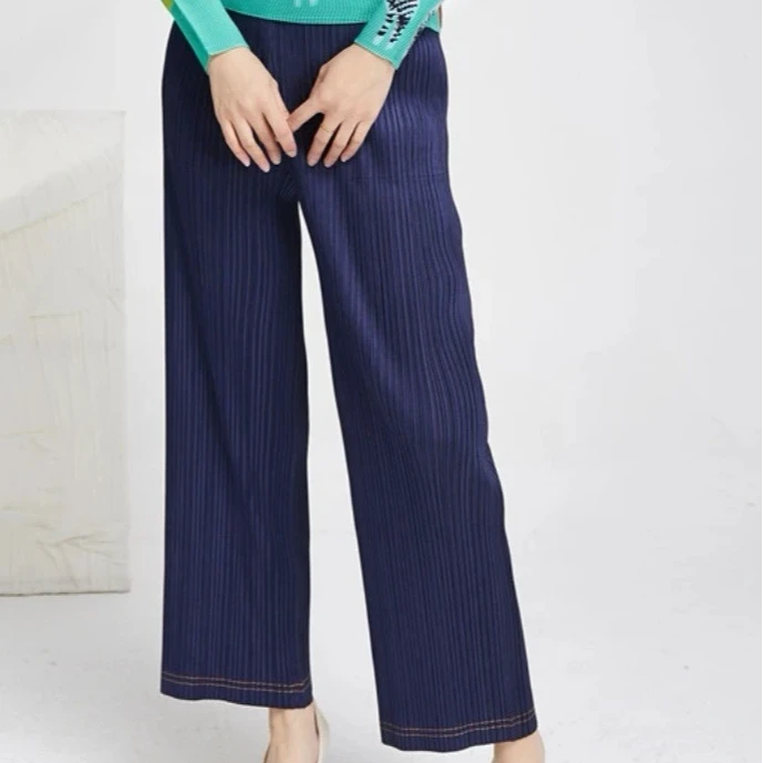 宝丫轻奢  复古气质百搭褶皱显瘦阔腿裤B7568