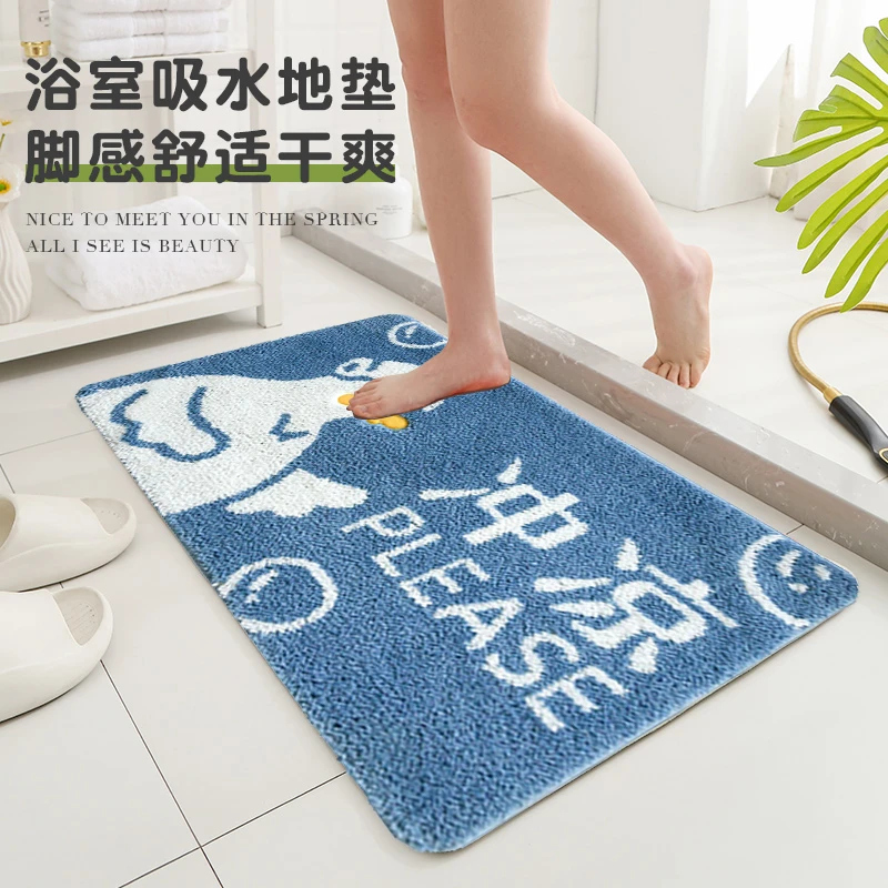 家用卫生间浴室地垫防滑垫仿羊绒房间门口垫子速干吸水垫地毯脚垫