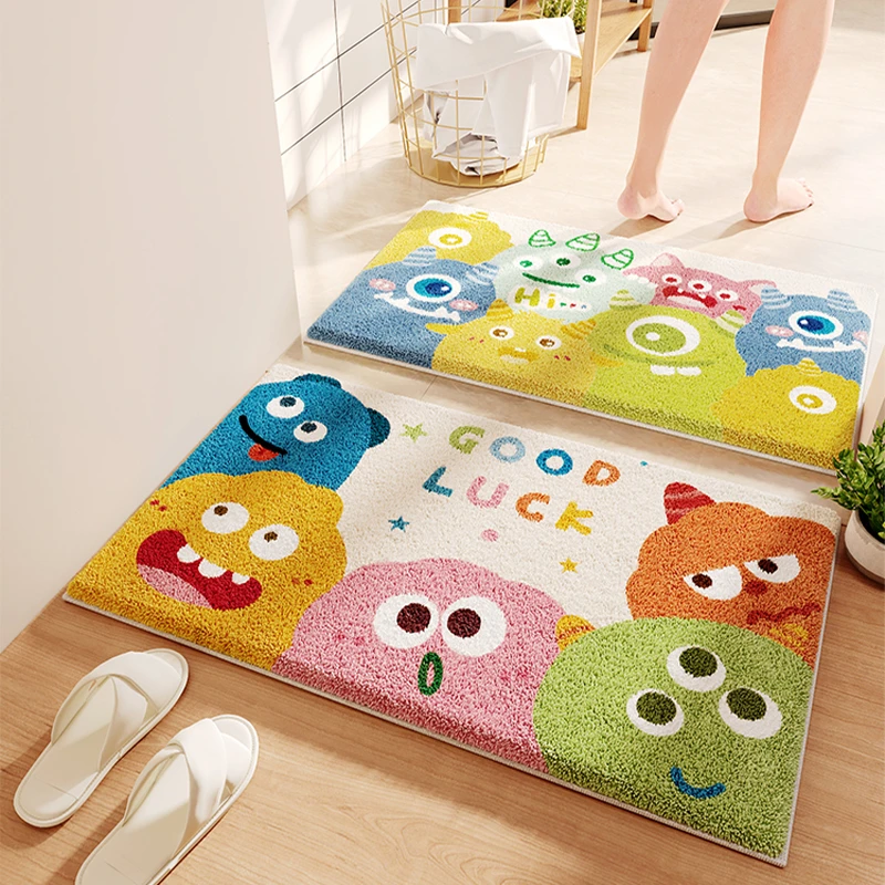 卡通房门脚垫仿羊绒防滑垫卫生间浴室垫子速干吸水垫地毯家用地垫