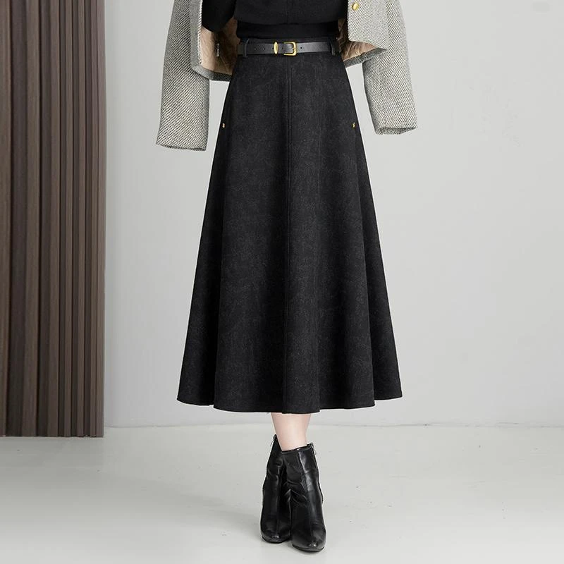 高腰A字裙时尚气质中长休闲裙半身裙女秋冬2024新款百搭显瘦伞裙