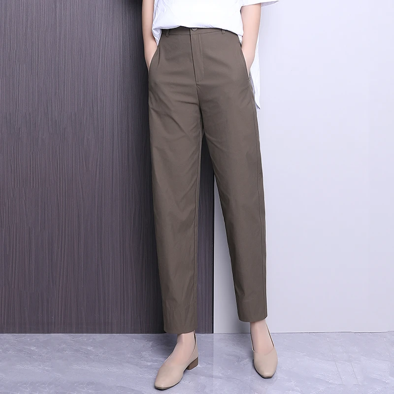 夏季时尚九分哈伦裤2025新款显瘦女士通勤职业小西裤直筒休闲裤子