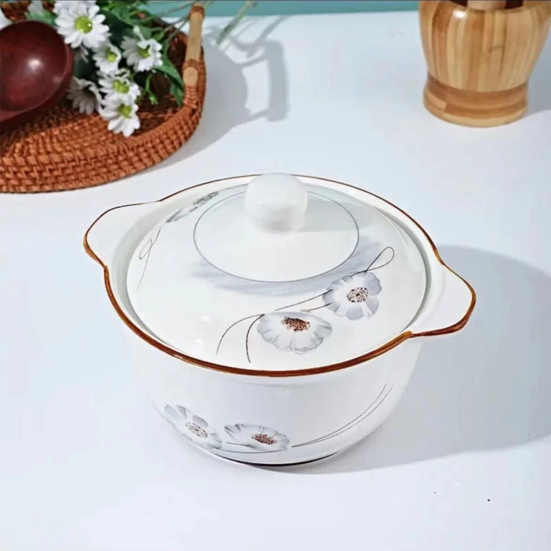 【宠粉福利】岁月静好小清新高颜值8.5英寸带陶瓷盖双耳汤碗