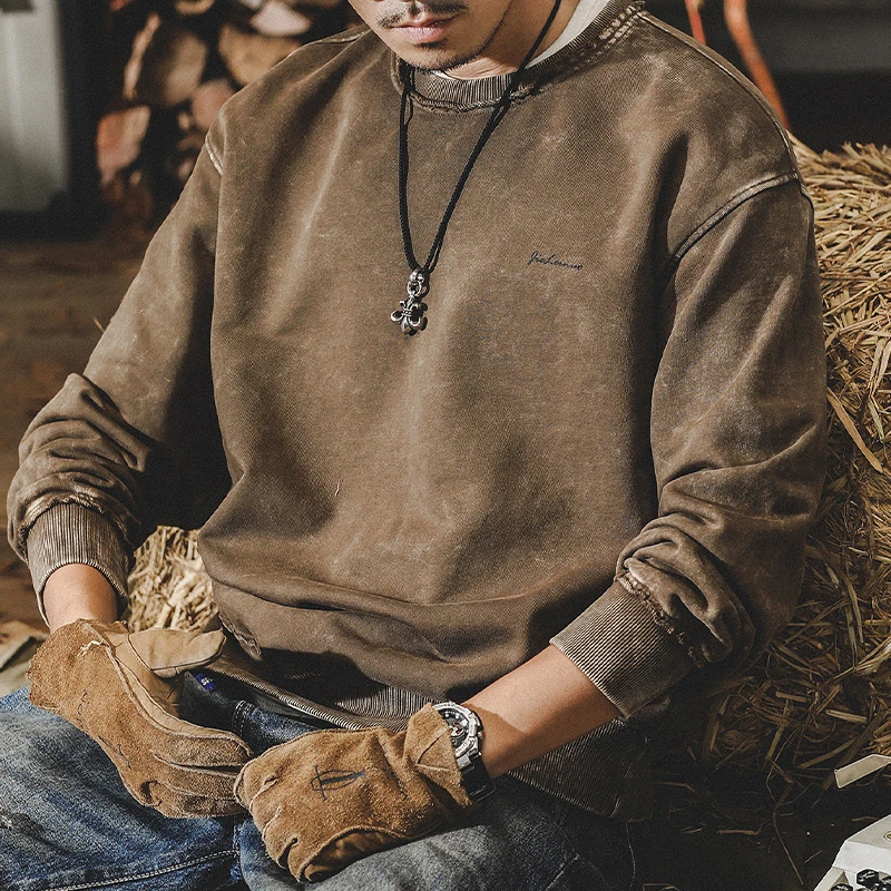 美式复古420g重磅埃及长绒棉卫衣男秋冬款潮牌做旧宽松大码男装潮