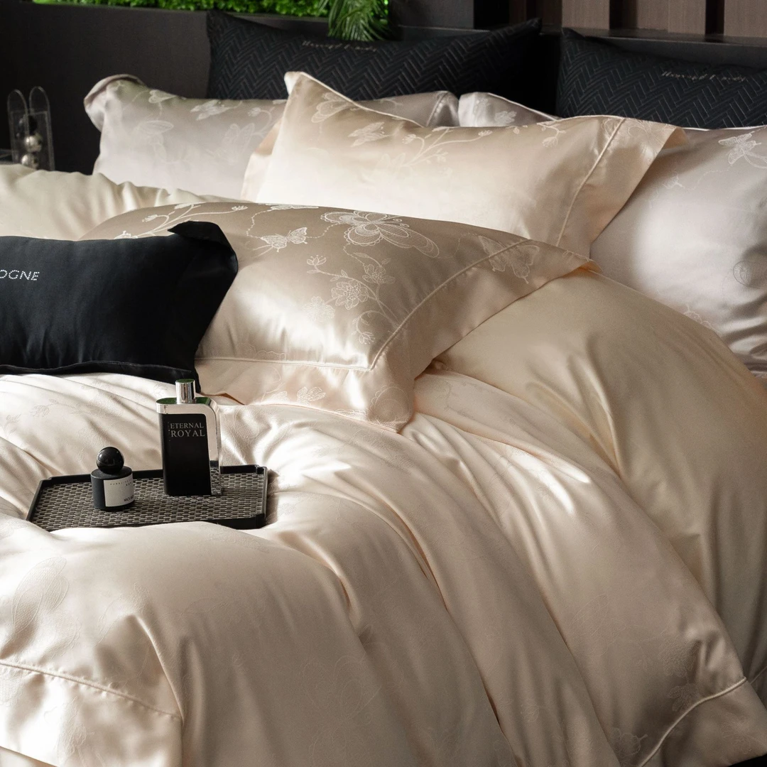 孔龙 蝶之恋 轻奢简约高精密提花高端柔软贴服透气 纯棉四件套