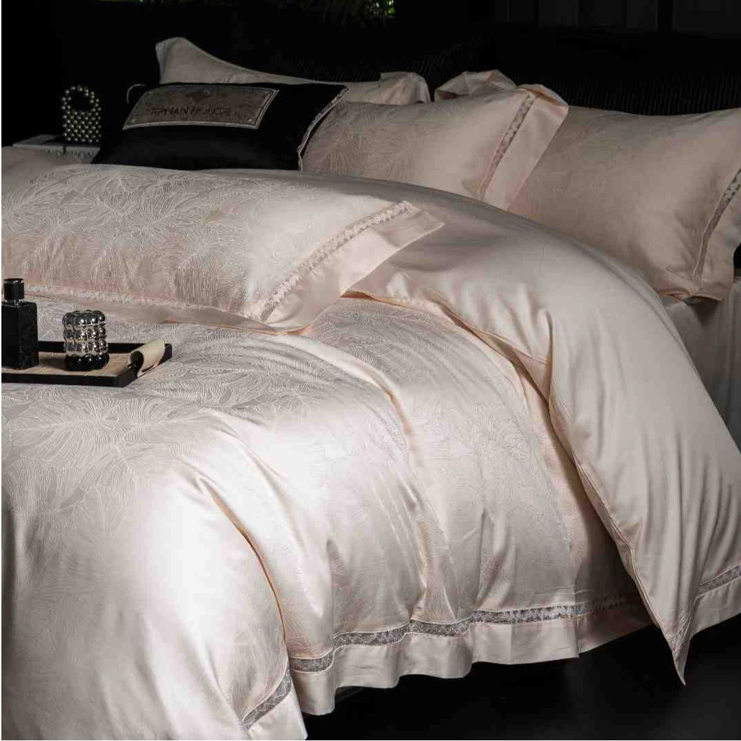 孔龙 芙蕾雅 轻奢简约风提花镂空工艺舒适柔软 天丝棉四件套