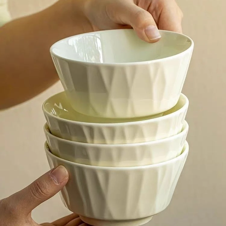 奶油饭碗简约盘子陶瓷家用碗碟新款ins汤碗餐具套装高颜值碗盘