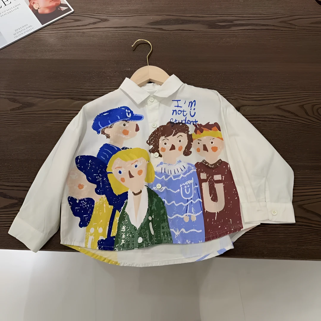 2024秋季儿童长袖韩版休闲卡通人物中小童宽松潮