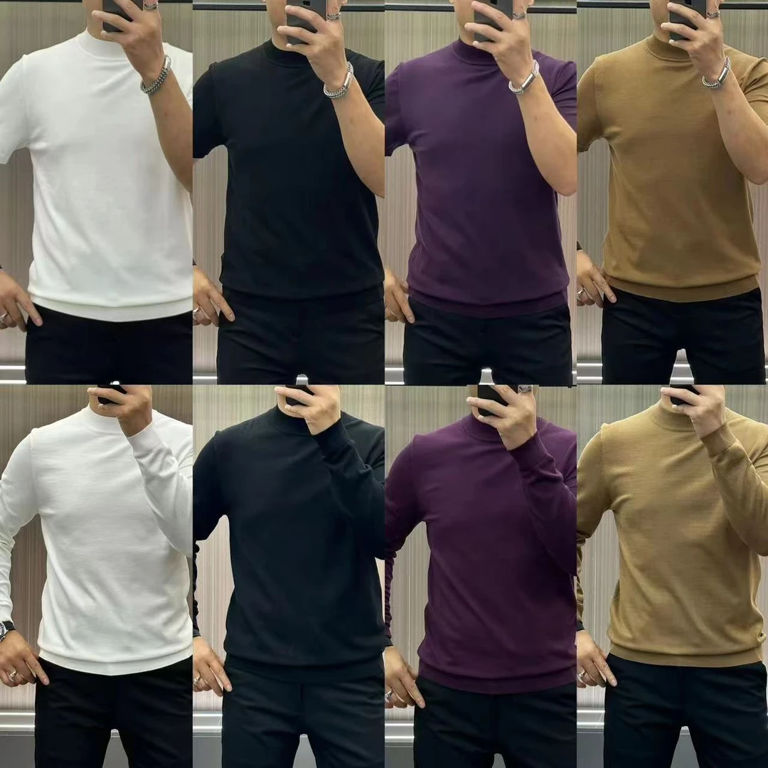 777【百搭款】男士欧货高织高密高弹天斯针织衫百搭简约纯色