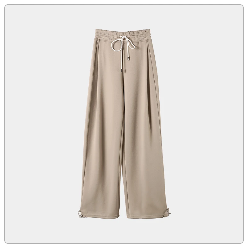 简约高腰系带直筒阔腿休闲长裤遮肉显瘦舒适--TSK6758