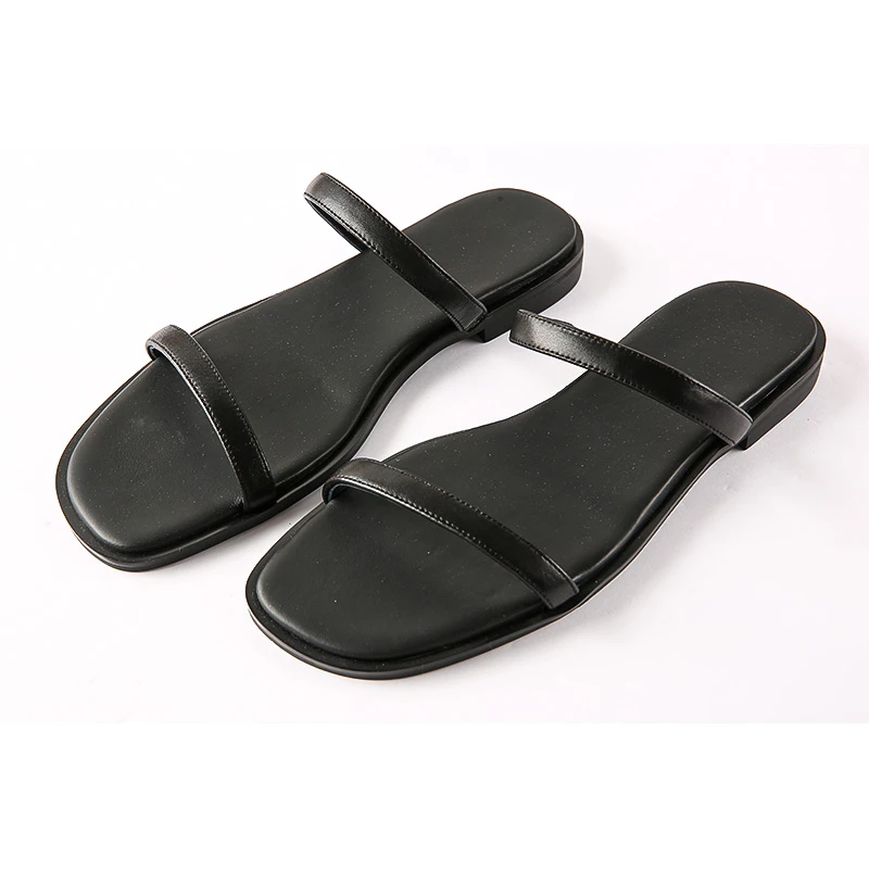 高级感法式方头黑色百搭细带凉鞋TSX6963拖鞋