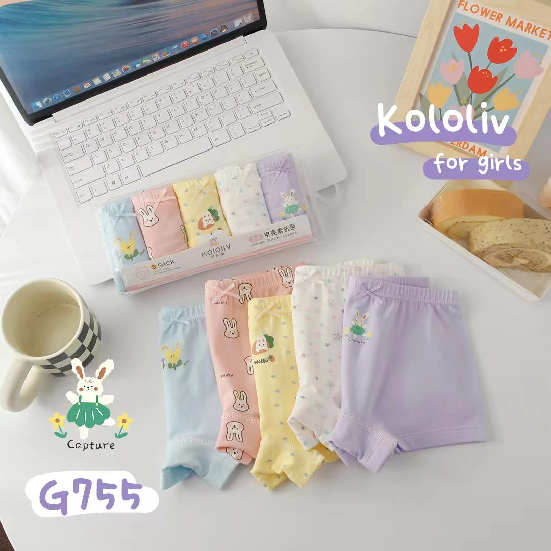 5条装女童内裤平角纯棉a类短裤儿童宝宝小女孩不夹屁屁棉四角款