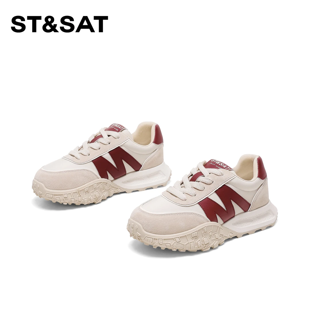 St&Sat/星期六潮流厚底复古休闲鞋2025新款百搭系带运动阿甘鞋女