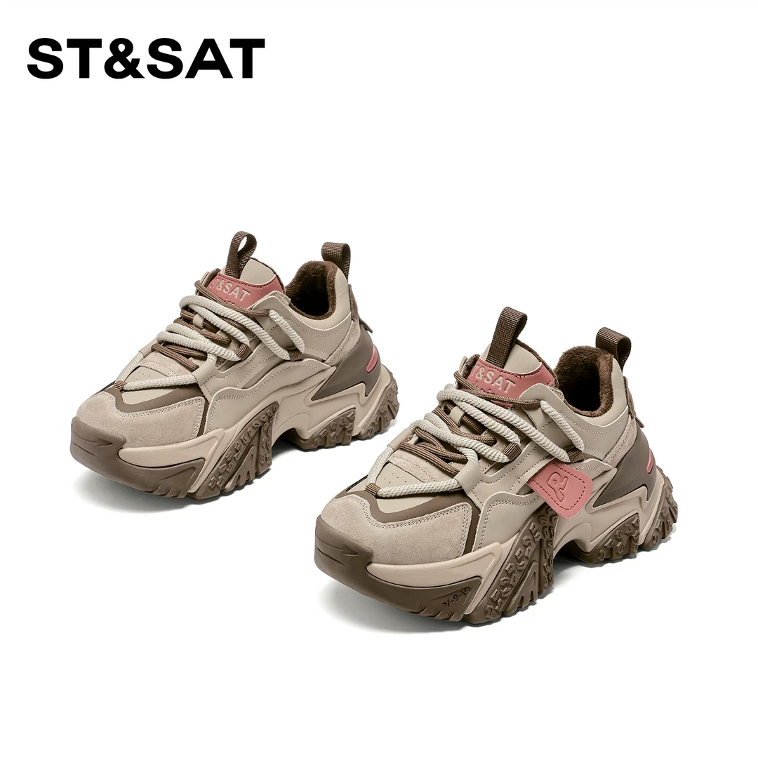 St&Sat/星期六老爹鞋女2025蛇年新款百搭时尚厚底增高高档休闲鞋