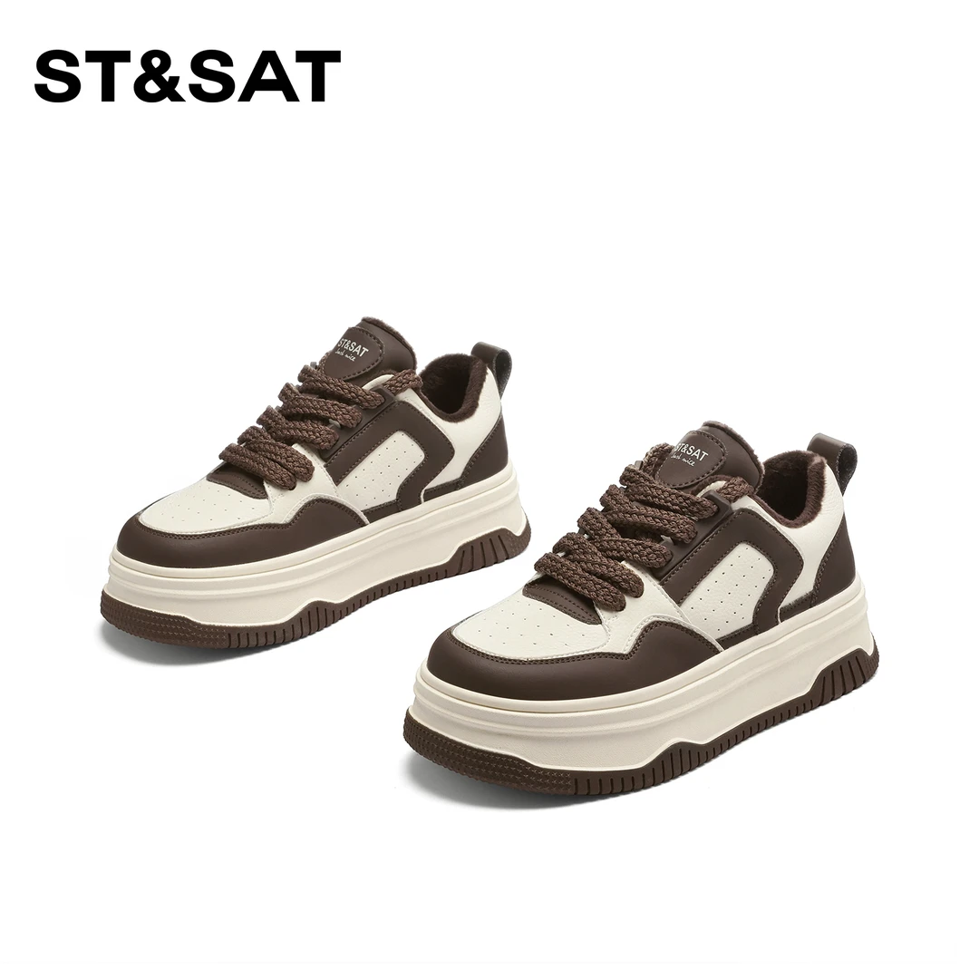 St&Sat/星期六休闲鞋女2025蛇年新款潮流百搭时尚系带厚底低帮鞋