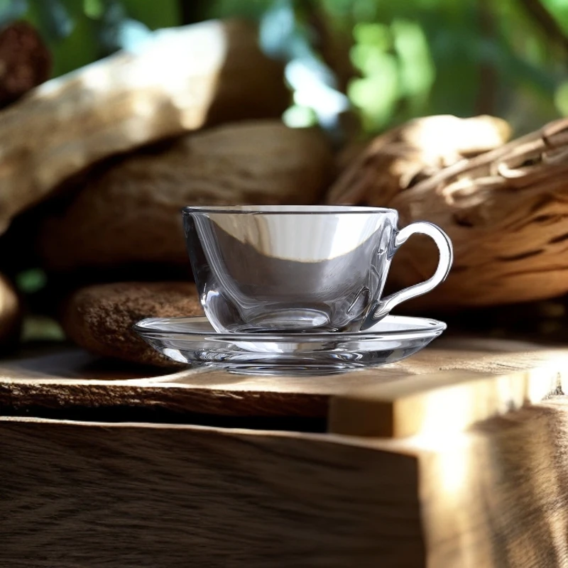 手工水晶咖啡具茶杯牛奶杯高端高档送礼一杯一碟轻奢欧式拿铁杯