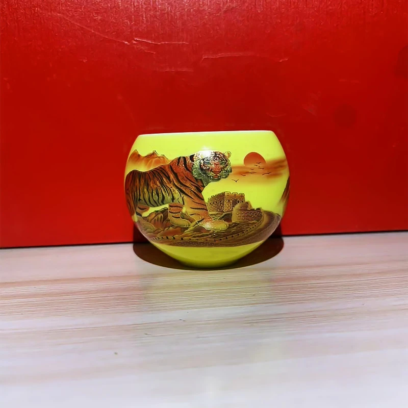 【虎啸山河】无礼盒陶瓷主人杯手绘创意白瓷五虎纳福精美描金品茗