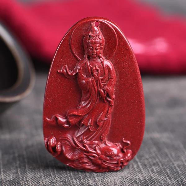 天然辰砂高含量朱砂吊坠【御龙观音吊坠】本命年送礼送长辈男
