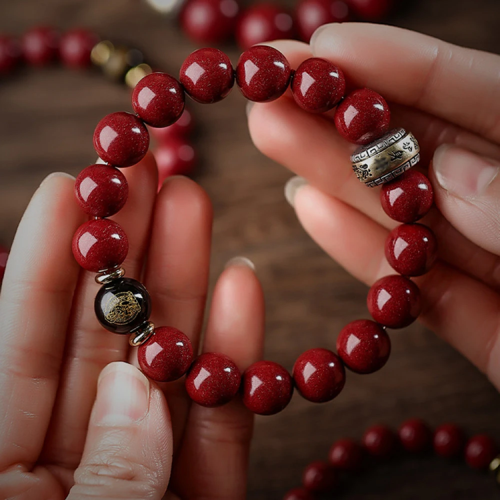 天然辰砂紫金砂手串男女属蛇猪虎猴龙本命年太岁手链双守护