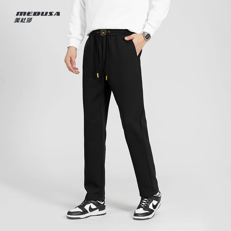 MeduSa/美杜莎男士休闲裤秋季新款刺绣百搭轻奢时尚运动裤子23512