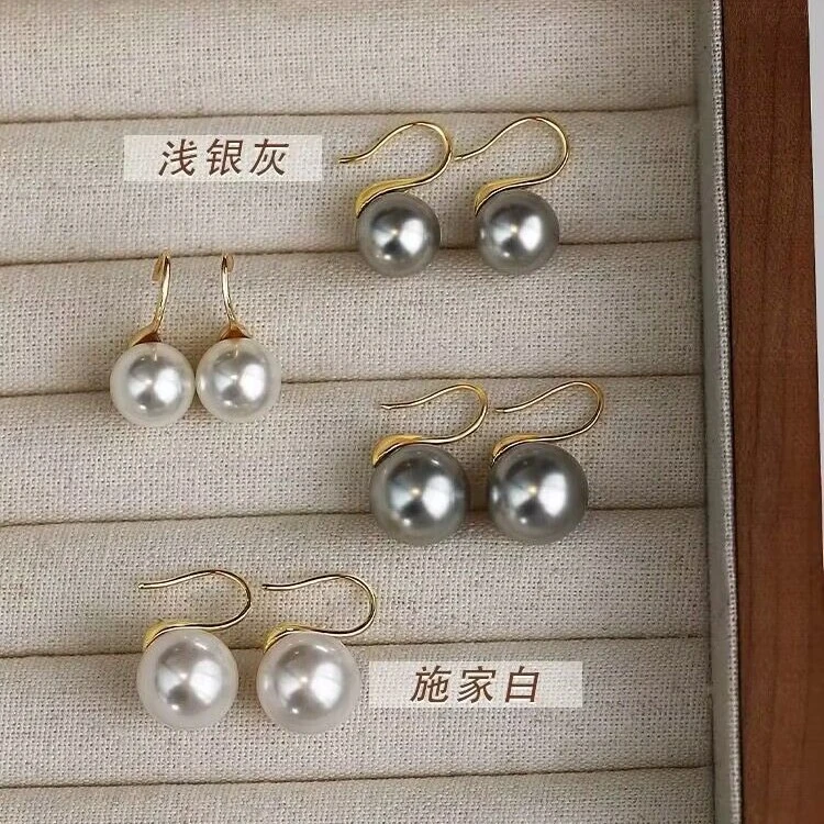 铜合金仿珍珠耳饰 施家灰色仿珍珠耳钉女新款小众高跟鞋耳饰耳环