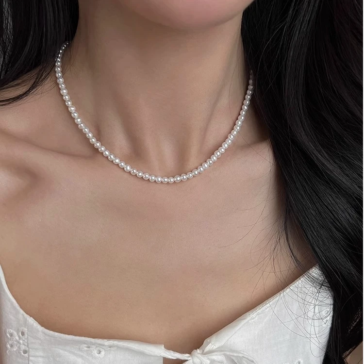 铜合金仿珍珠项链 珍珠项链气质轻奢百搭颈链女生2025新款锁骨链