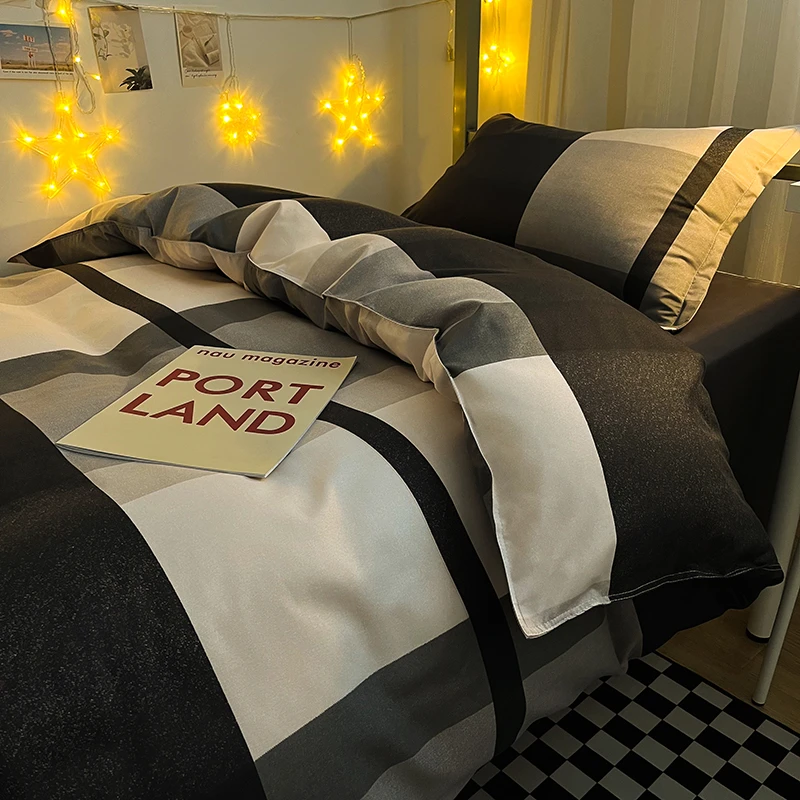 简约男生学生宿舍单人床三件套床上用品四件套夏季床单被套南通