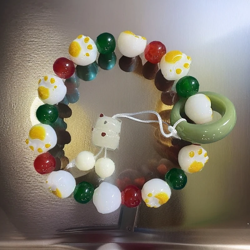 非金属树脂手链 C49  猫爪1.2cm手串带跑环