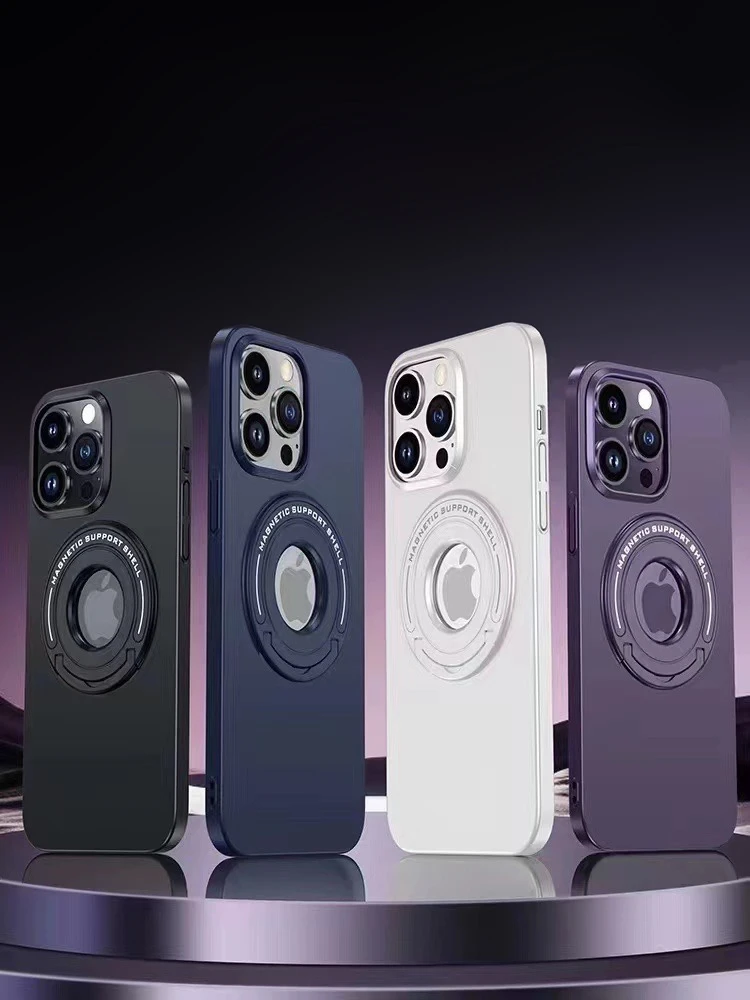 苹果14Pro手机壳 iPhone13肤感磨砂隐形拉杆支架 三星s23磁吸硬壳