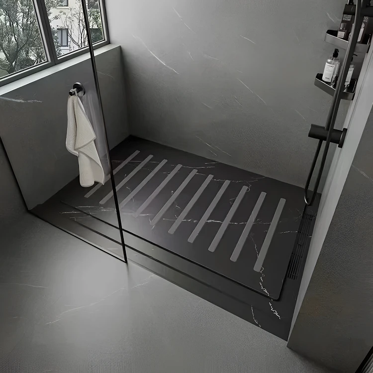 下沉式防滑淋浴房岩板地面底座底盘卫生间干湿分离拉槽踏脚石浴室