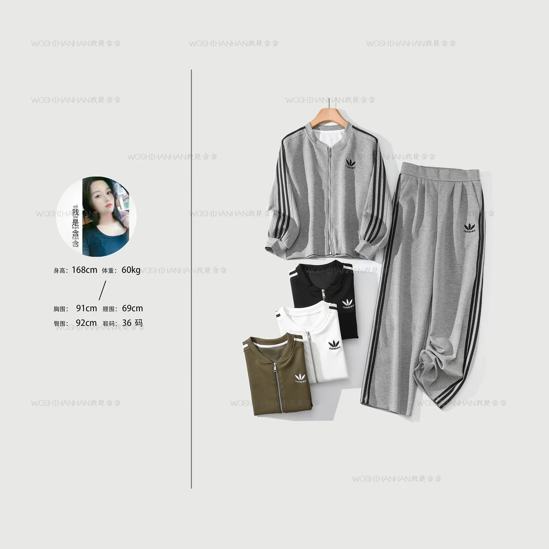 秋季宽松显瘦时尚百搭棒球服休闲套装F-8073