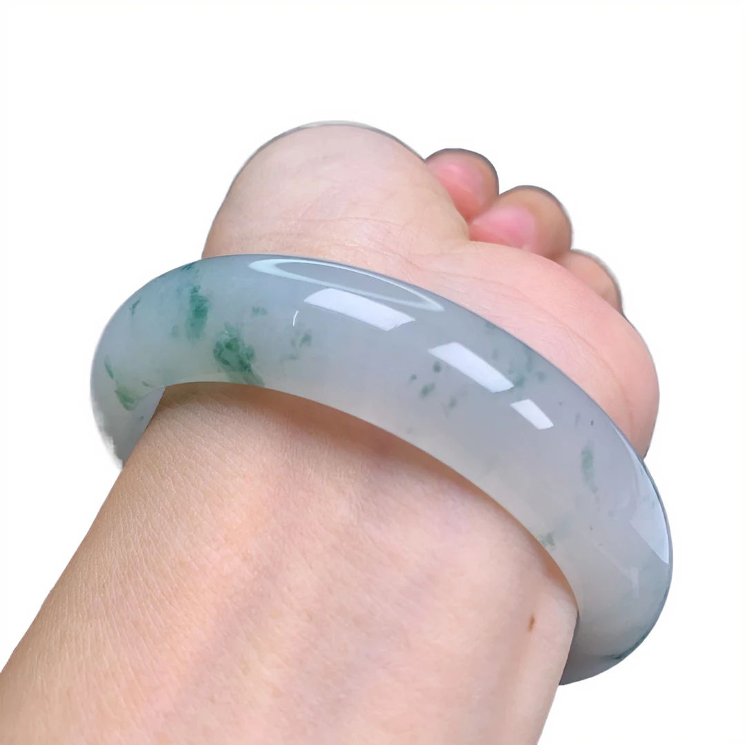 缅甸A货55圈口冰种少女厚装宽边正圈平安镯手镯女款高货22030