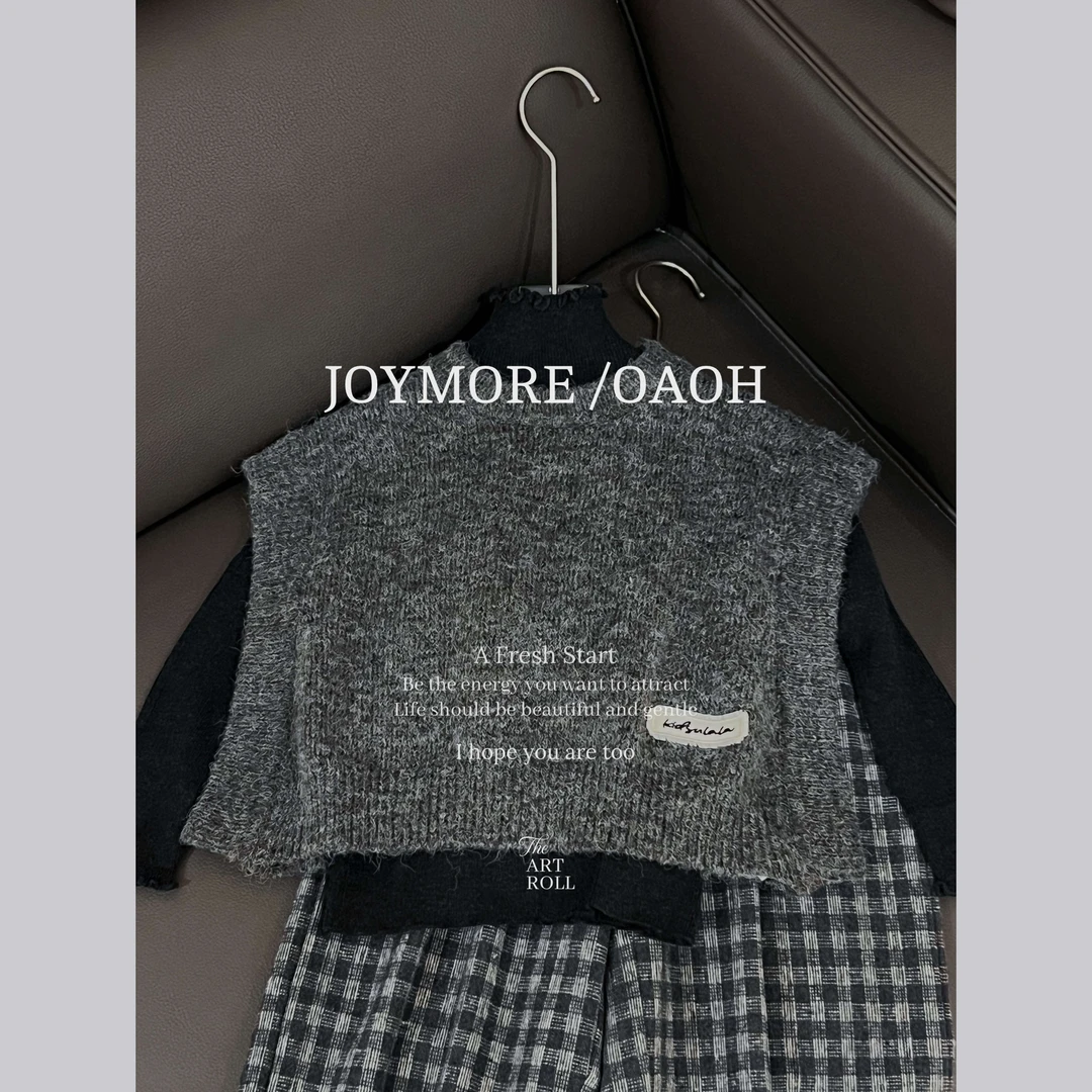OAOH【格调】秋季中大童女童纯色无袖气质百搭时尚羊毛毛衣马甲Q023