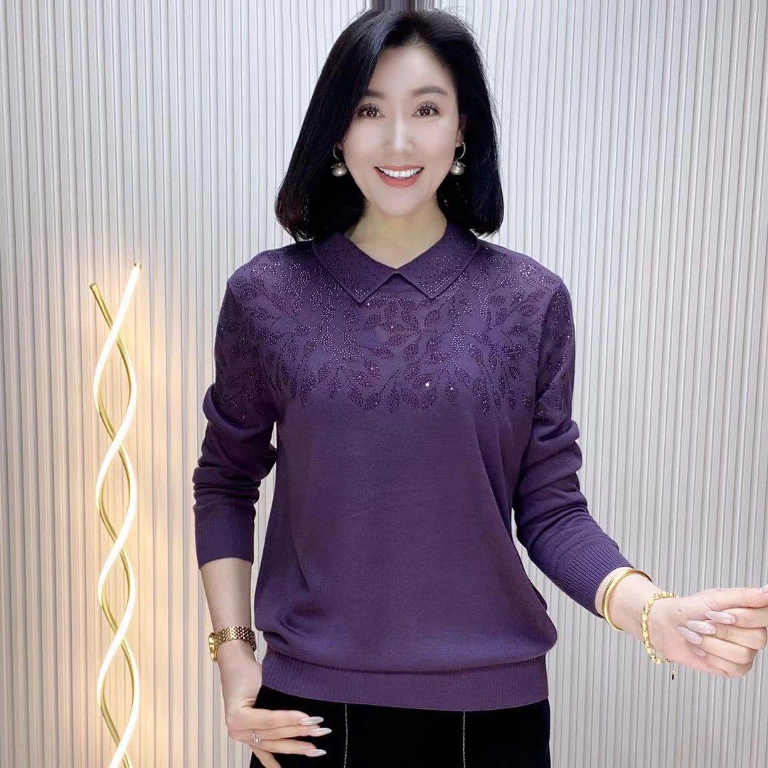 大阳秋季新款时尚百搭洋气重工艺高品质针织美衫6019
