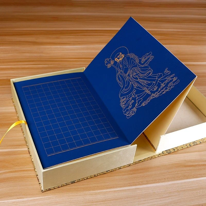 宣纸册页手工书写格子双层金刚道德册页半生熟宣纸万年蓝黄色方格