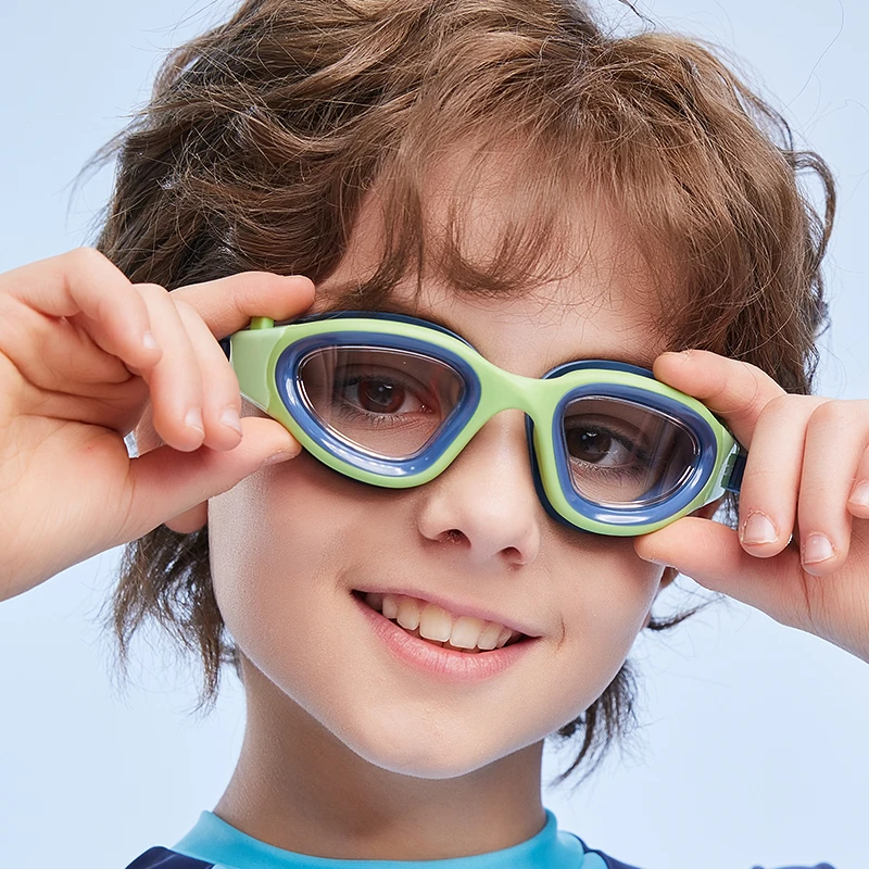 洲克儿童泳镜高清防水防雾不勒眼女孩专业游泳训练男童中大框眼镜
