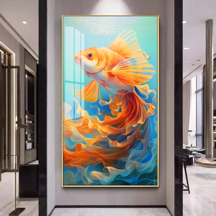 美初十字绣国潮吉祥锦鲤飘带锦鲤年年有余玄关过道简单新手套件