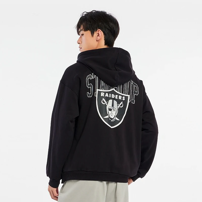 NFL拉斯维加斯突袭者球队服 休闲简约美式运动连帽拉链卫衣外套