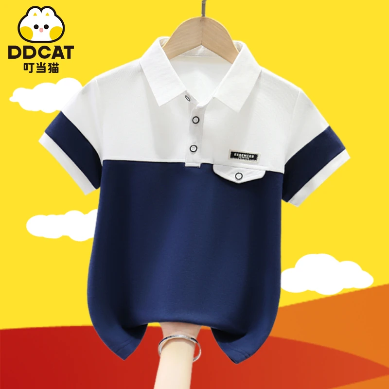 叮当猫男童夏季polo衫中大童时尚韩版翻领休闲帅气男孩儿童t恤
