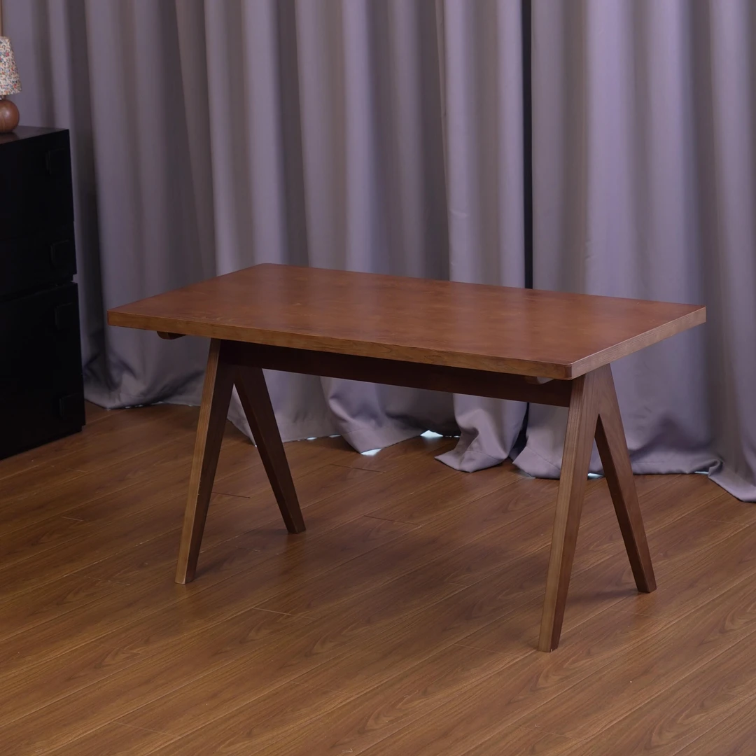 【昌迪加尔】实木餐桌长方形桌子家用简约方形饭桌胡桃色餐桌椅组合