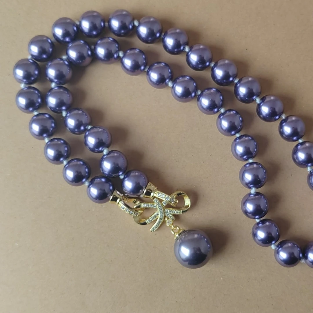 蓝莓妖孽紫蝴蝶10mm时尚气质项链