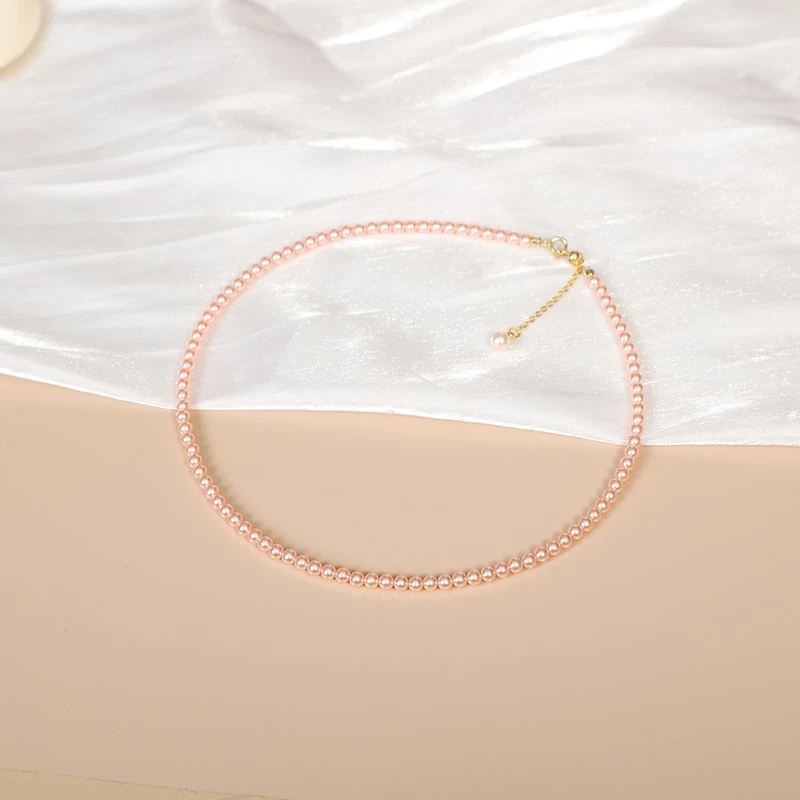 【定制款】樱花粉色4mm小米珠项链XL004