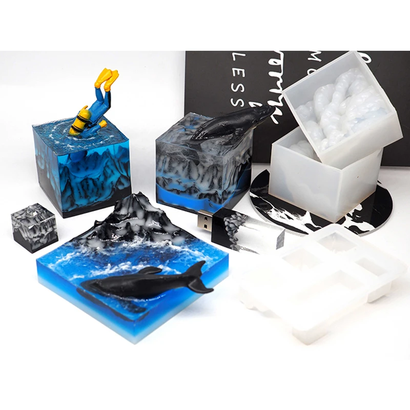 假山雪山山峰海底世界模具diy水晶滴胶ab胶海洋微景观摆件材料