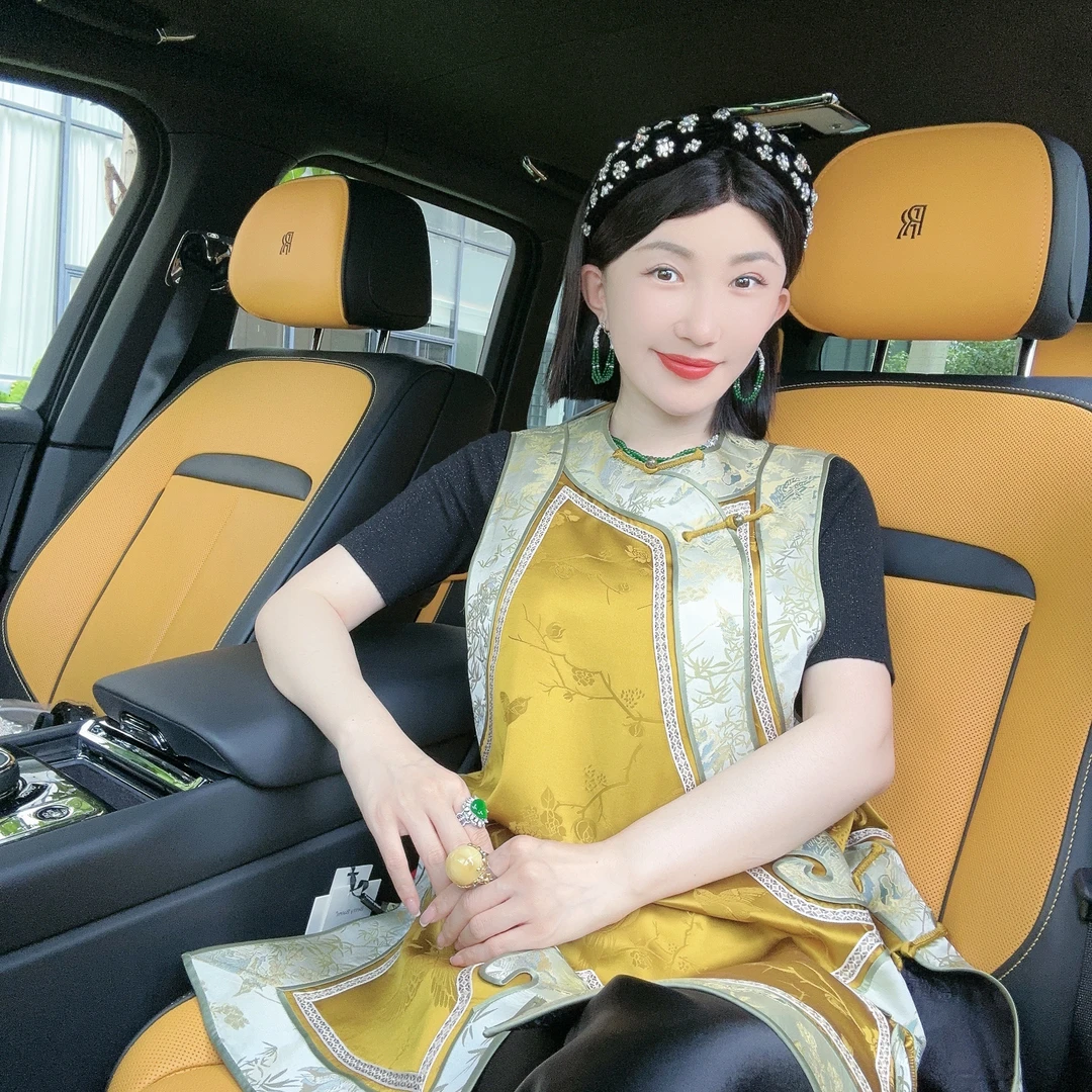 Betty Bairn【香云纱- 惊鸿月秋】老料香云纱提花拼宋锦马甲 BW6167