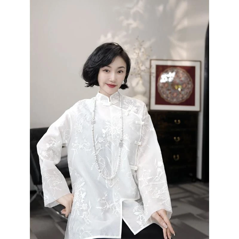 Betty Bairn【月下花上】高端系列桑蚕丝刺绣上衣24B-BW7129