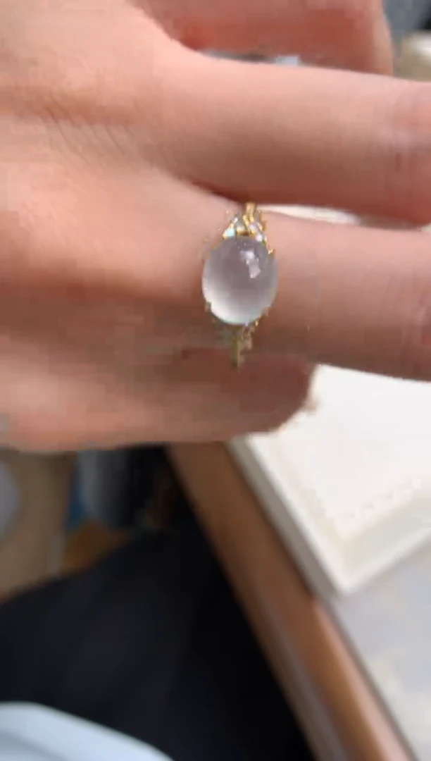 【闪购商品】翡翠戒指18K金镶嵌戒指#14圈上下两个圈口免费改