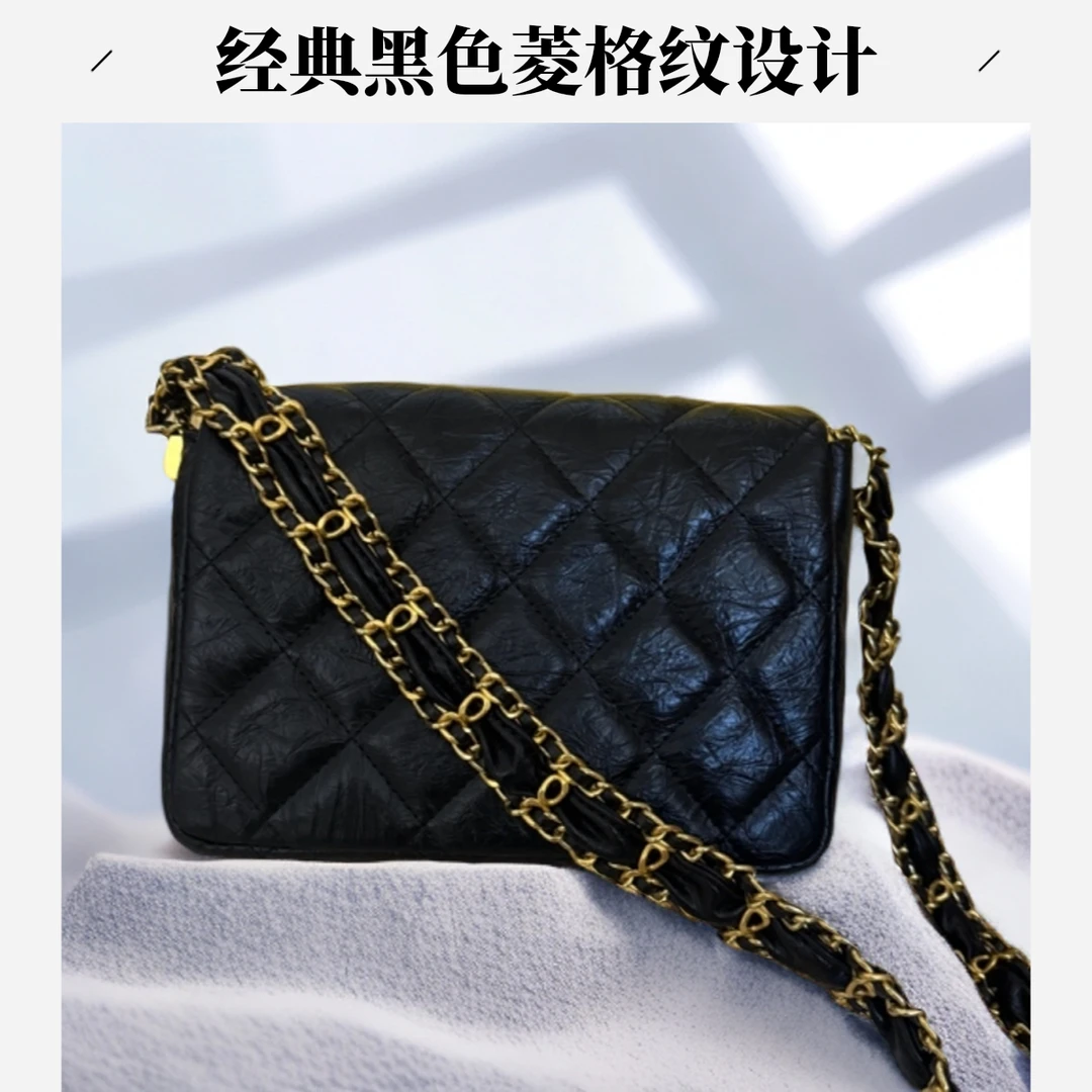 [真皮]菱格链条包简约高级定制真皮女包轻奢TANGGUO-X06