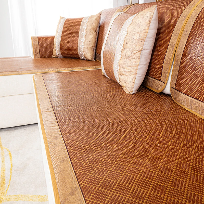 夏季藤席沙发垫夏款凉席沙发坐垫新款2023防滑沙发垫子靠背巾透气