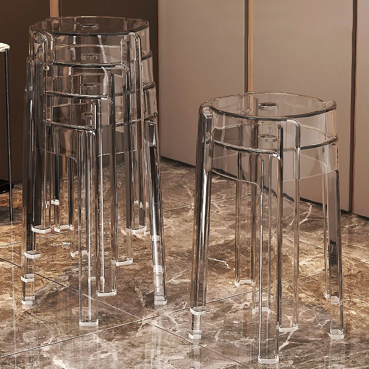 北欧亚克力凳子可叠放家用塑料透明风车高胶板凳圆凳备用椅子加厚