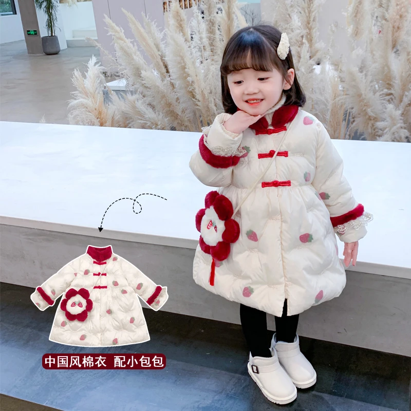 女宝宝中国风棉衣女童旗袍裙秋冬洋气儿童连衣裙女孩棉服拜年服