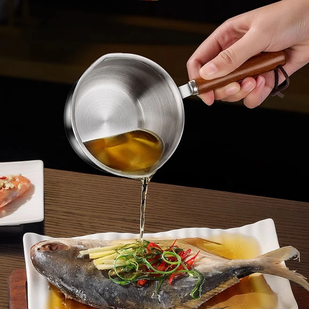 家用长柄泼油神器多功能热油小锅不锈钢油锅炝油锅